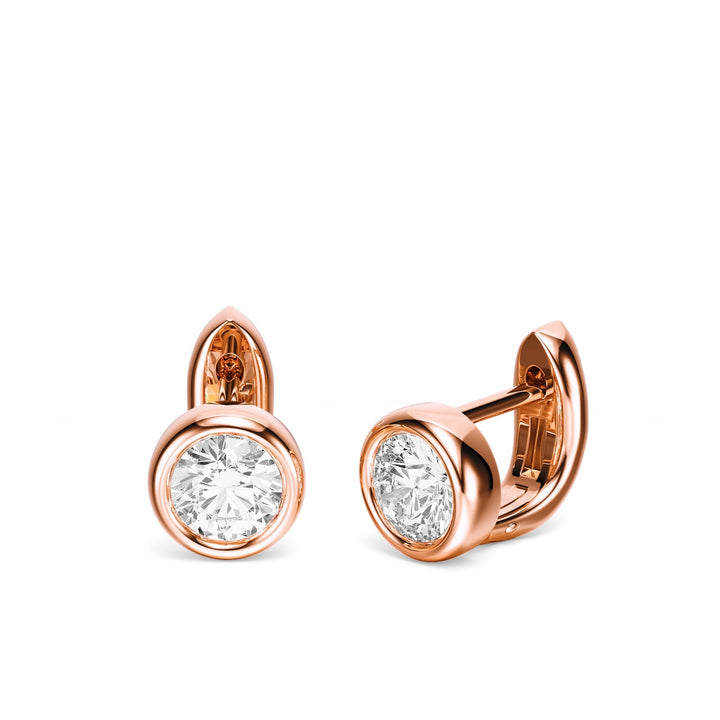 Bezel Round Lab Diamond Huggie Earrings -  E1113 in Earrings by 18 KARATS INC.