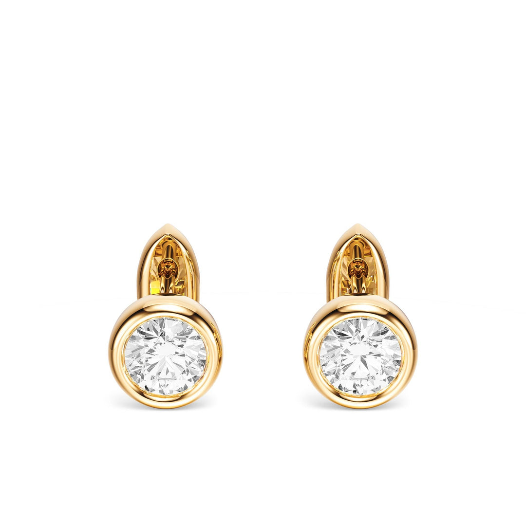 Bezel Round Lab Diamond Huggie Earrings -  E1113 in Earrings by 18 KARATS INC.