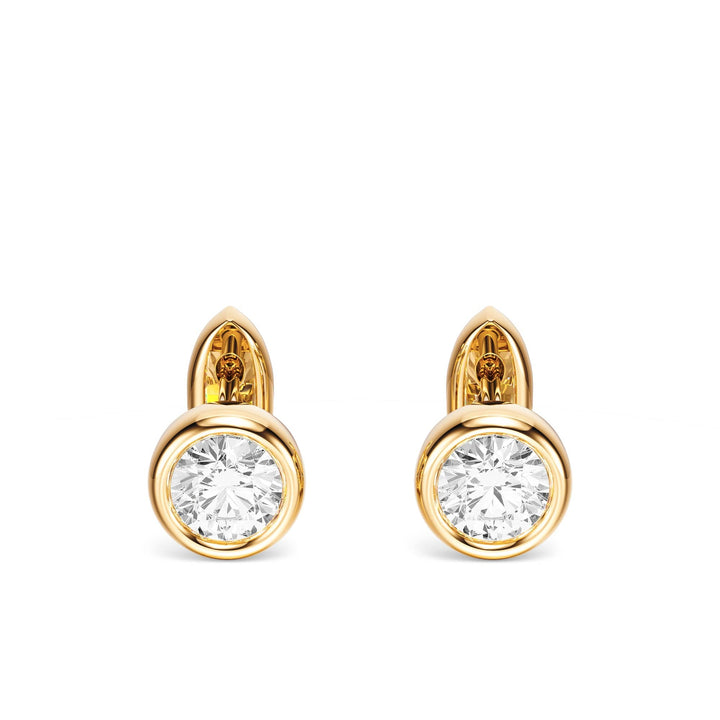 Bezel Round Lab Diamond Huggie Earrings -  E1113 in Earrings by 18 KARATS INC.