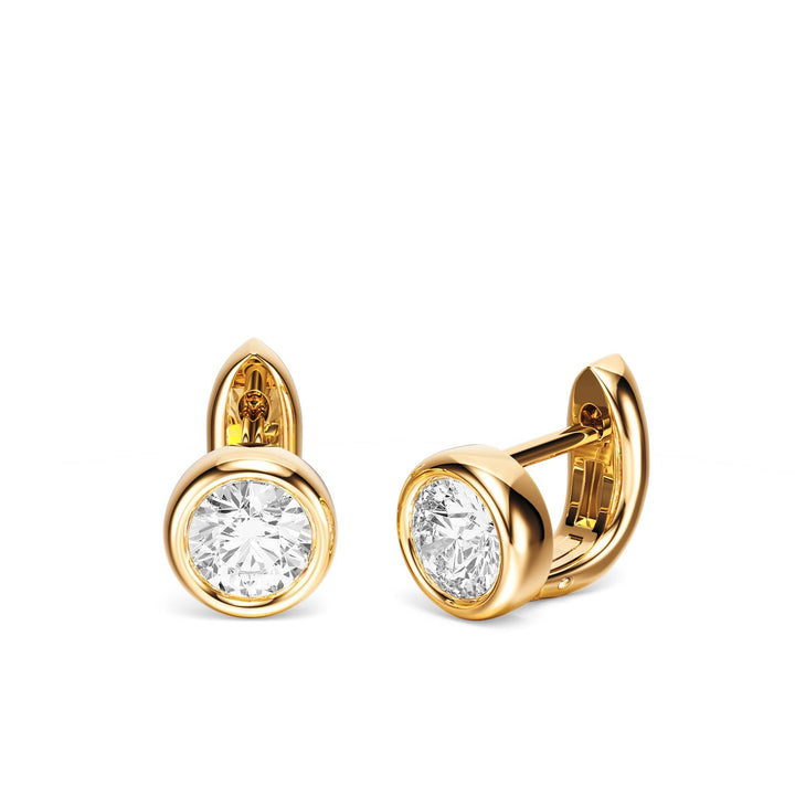 Bezel Round Lab Diamond Huggie Earrings -  E1113 in Earrings by 18 KARATS INC.