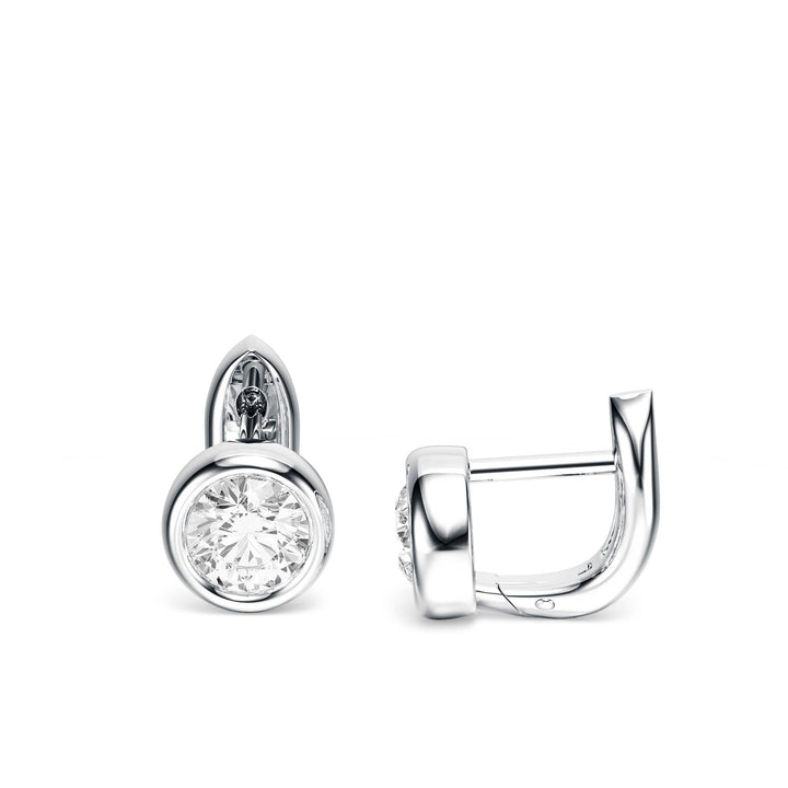 Bezel Round Lab Diamond Huggie Earrings -  E1113 in Earrings by 18 KARATS INC.
