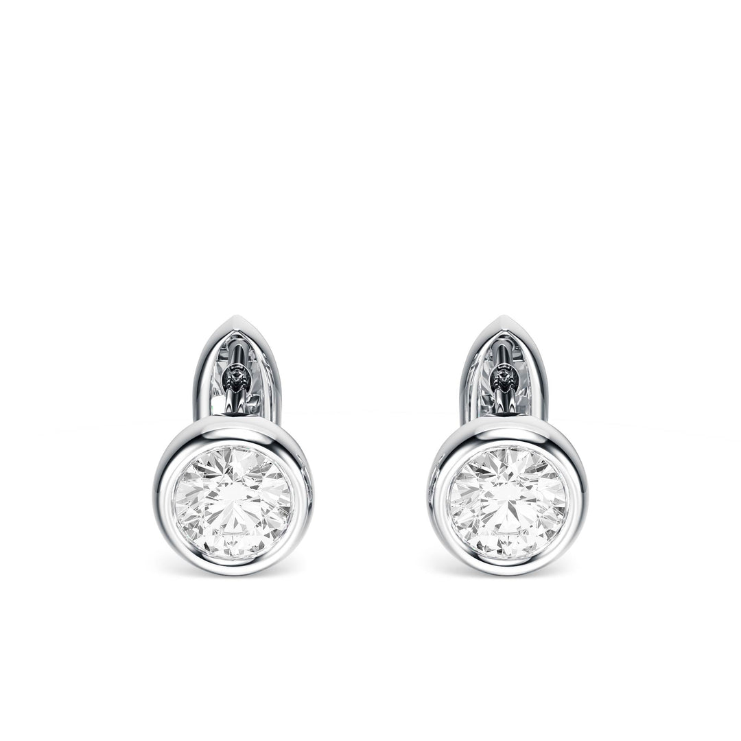 Bezel Round Lab Diamond Huggie Earrings -  E1113 in Earrings by 18 KARATS INC.