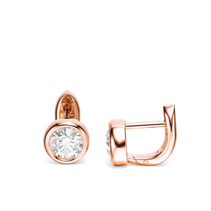 Bezel Round Lab Diamond Huggie Earrings -  E1113 in Earrings by 18 KARATS INC.