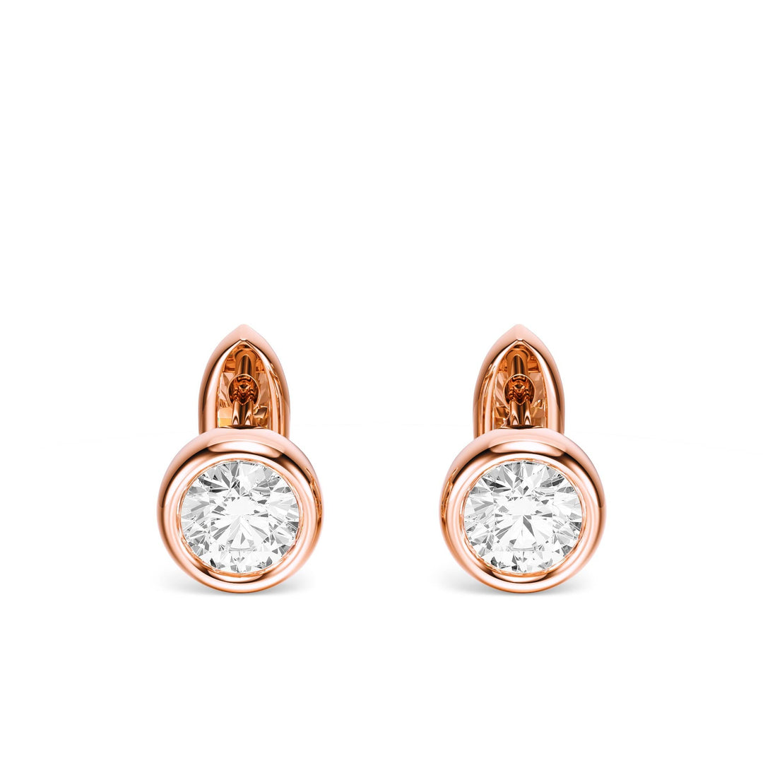 Bezel Round Lab Diamond Huggie Earrings -  E1113 in Earrings by 18 KARATS INC.