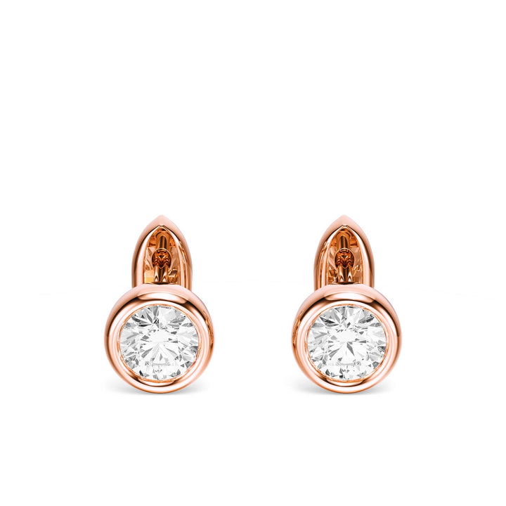 Bezel Round Lab Diamond Huggie Earrings -  E1113 in Earrings by 18 KARATS INC.