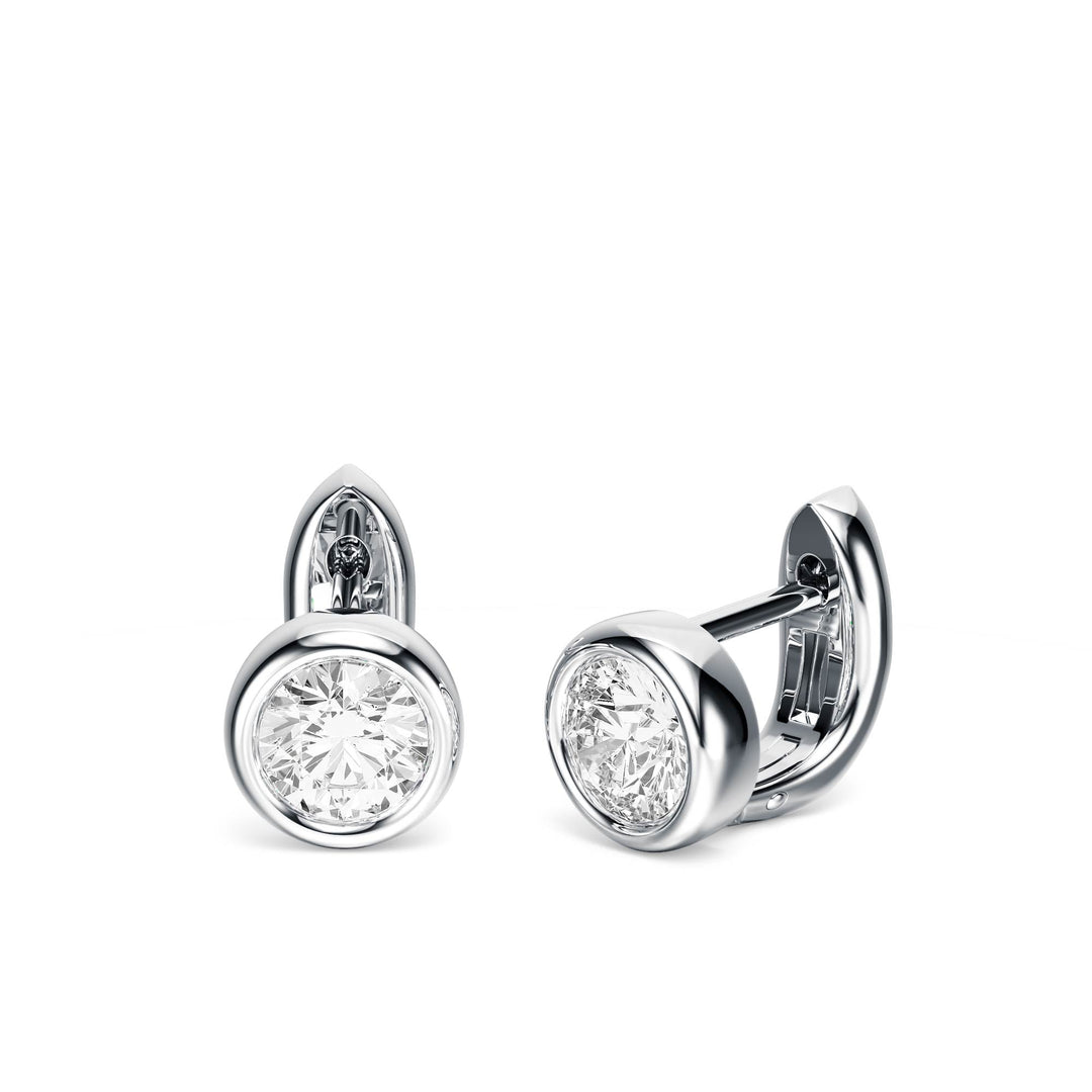 Bezel Round Lab Diamond Huggie Earrings -  E1113 in Earrings by 18 KARATS INC.