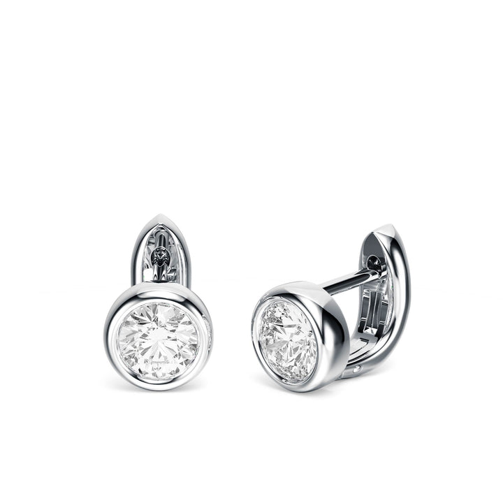 Bezel Round Lab Diamond Huggie Earrings -  E1113 in Earrings by 18 KARATS INC.