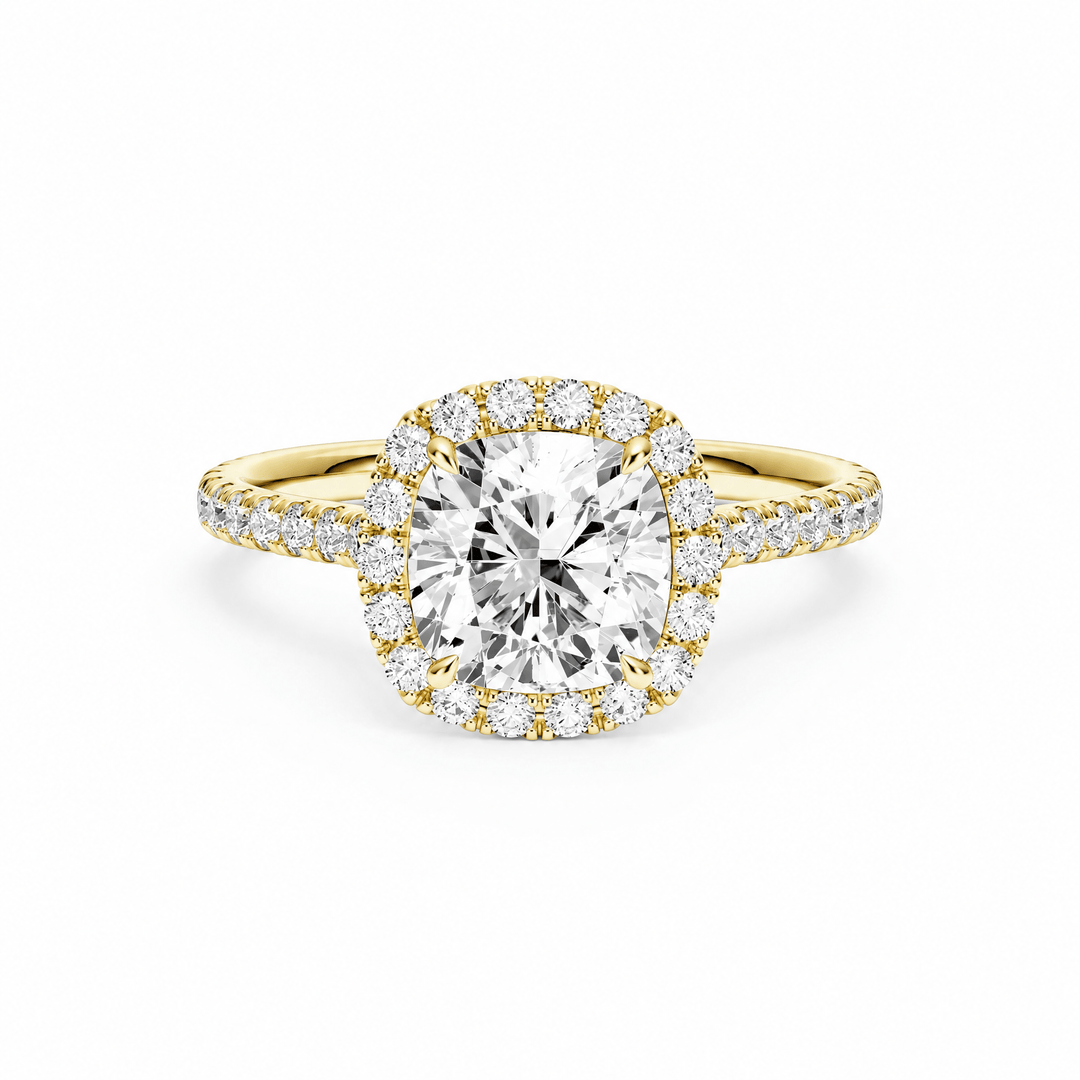 Cathedral Halo Cushion Diamond Engagement Ring in Ring by 18 KARATS INC.
