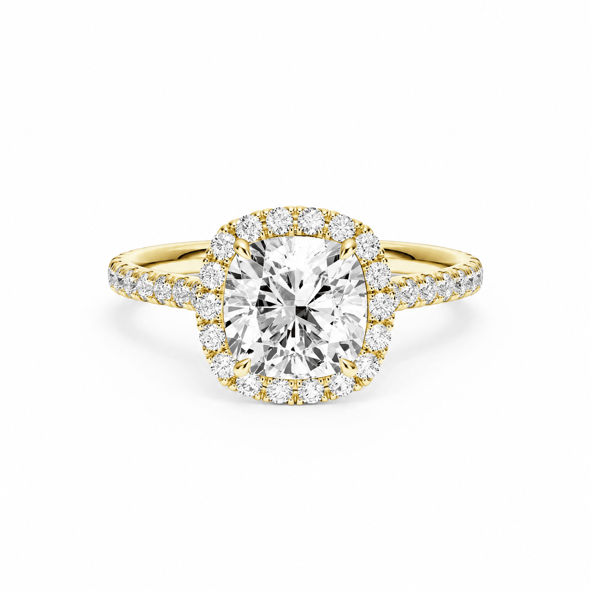 Cathedral Halo Cushion Diamond Engagement Ring in Ring by 18 KARATS INC.