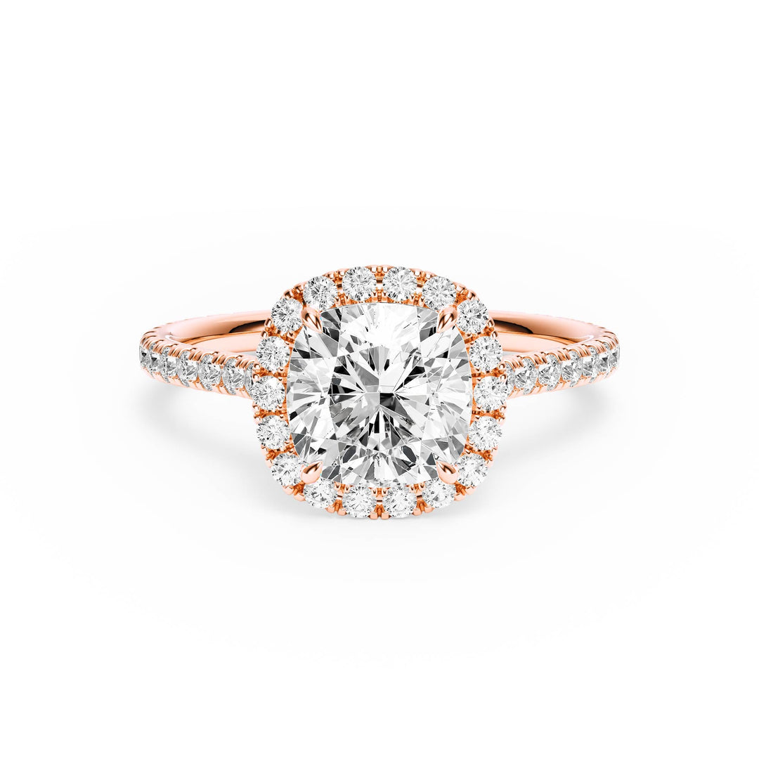 Cathedral Halo Cushion Pavé Diamond Engagement Ring - R1269 in Ring by 18 KARATS INC.