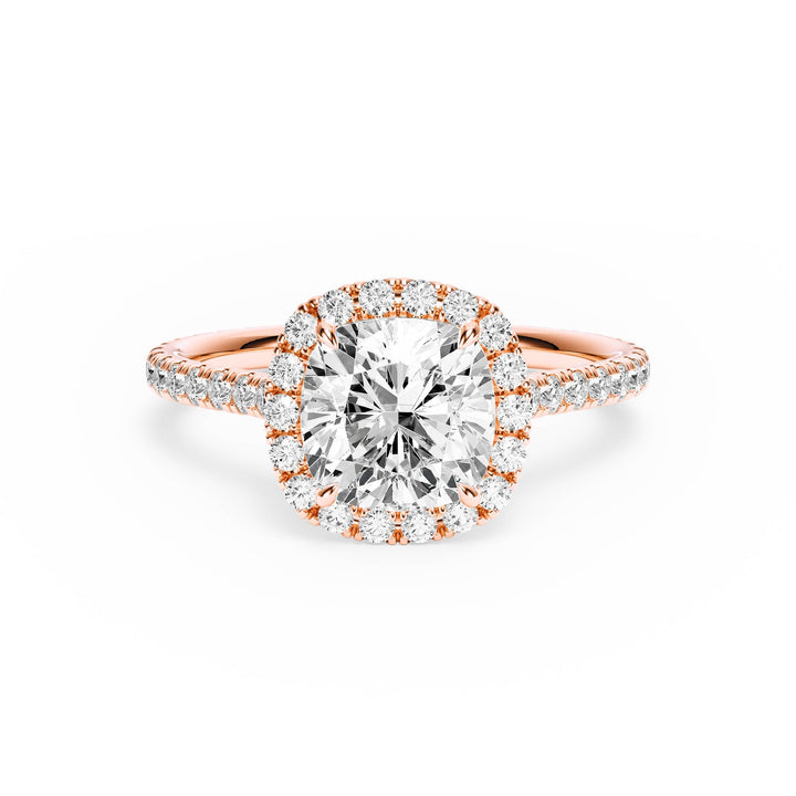 Cathedral Halo Cushion Pavé Diamond Engagement Ring - R1269 in Ring by 18 KARATS INC.