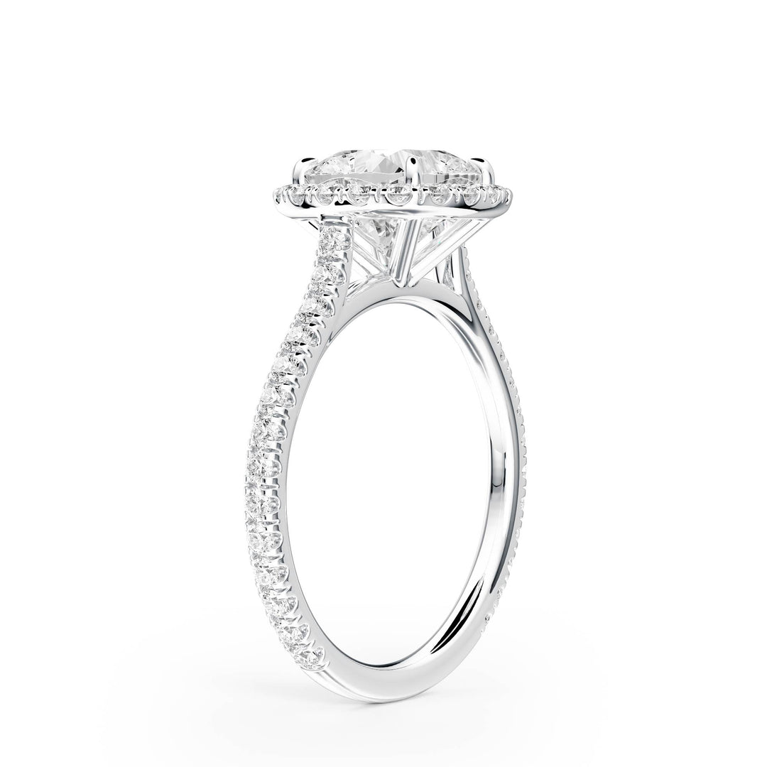 Cathedral Halo Cushion Pavé Diamond Engagement Ring - R1269 in Ring by 18 KARATS INC.