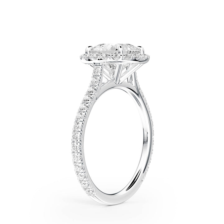 Cathedral Halo Cushion Pavé Diamond Engagement Ring - R1269 in Ring by 18 KARATS INC.