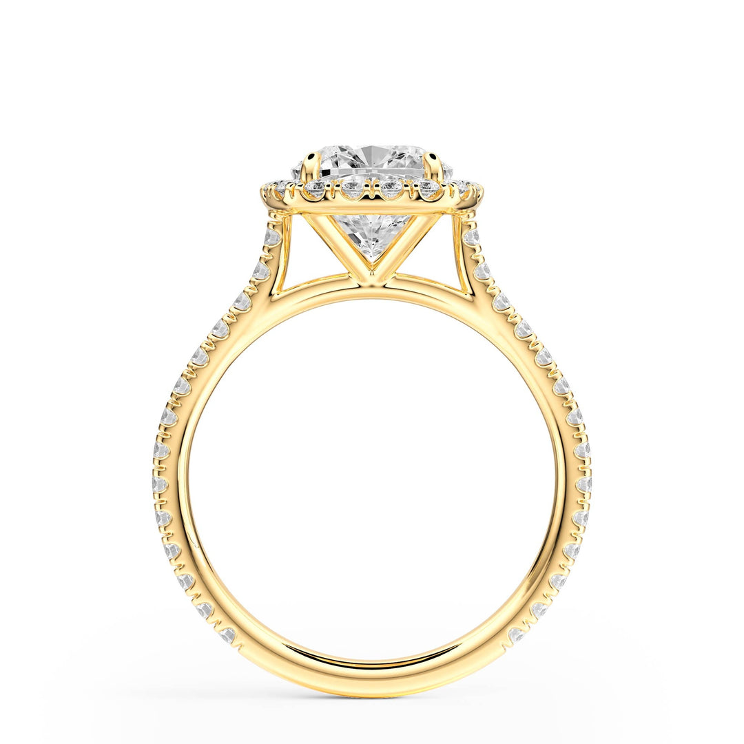 Cathedral Halo Cushion Pavé Diamond Engagement Ring - R1269 in Ring by 18 KARATS INC.