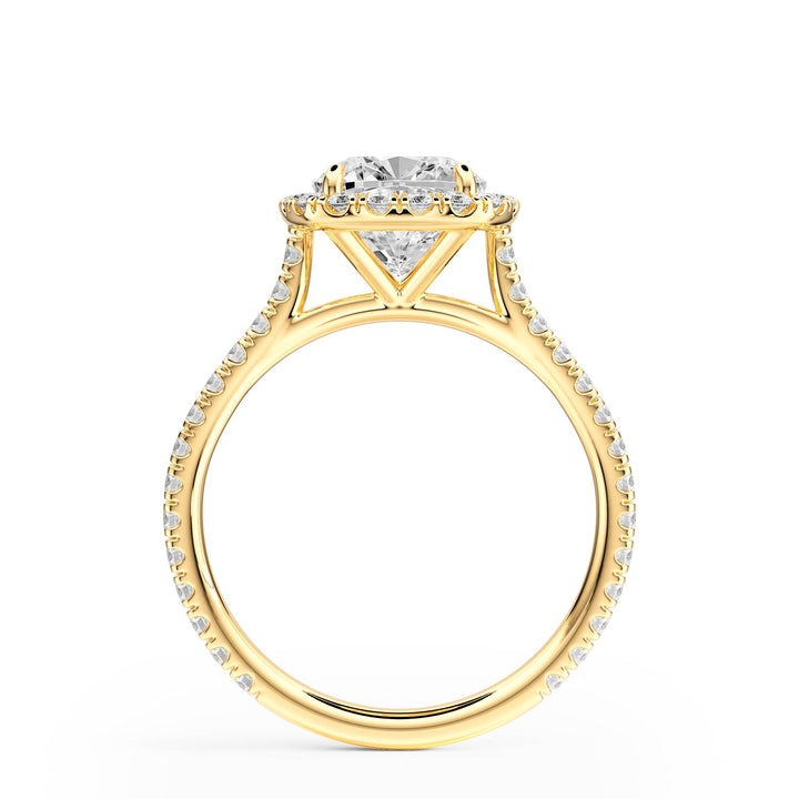 Cathedral Halo Cushion Pavé Diamond Engagement Ring - R1269 in Ring by 18 KARATS INC.