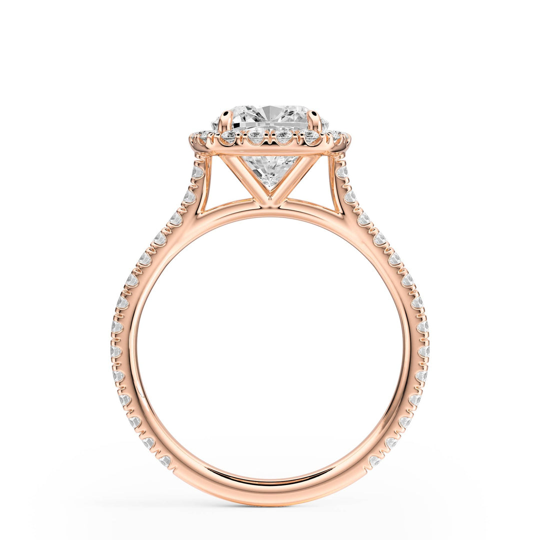 Cathedral Halo Cushion Pavé Diamond Engagement Ring - R1269 in Ring by 18 KARATS INC.