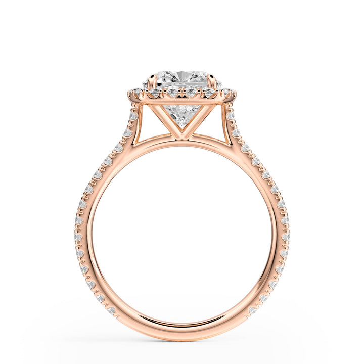 Cathedral Halo Cushion Pavé Diamond Engagement Ring - R1269 in Ring by 18 KARATS INC.