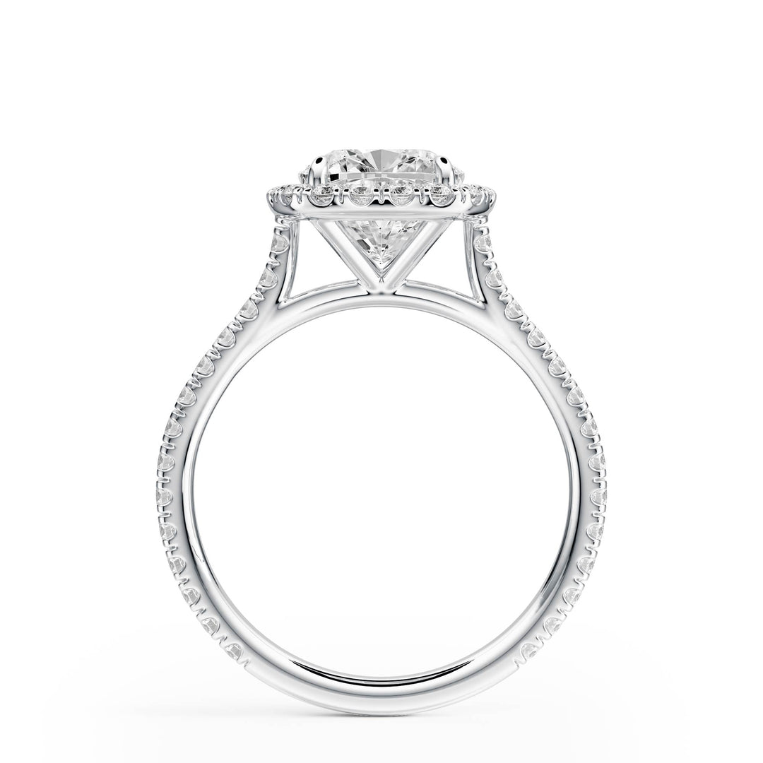 Cathedral Halo Cushion Pavé Diamond Engagement Ring - R1269 in Ring by 18 KARATS INC.