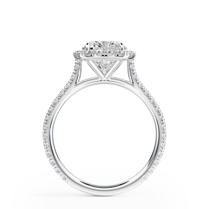 Cathedral Halo Cushion Pavé Diamond Engagement Ring - R1269 in Ring by 18 KARATS INC.