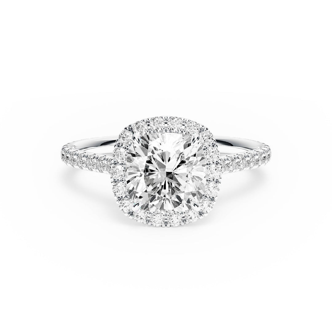Cathedral Halo Cushion Pavé Diamond Engagement Ring - R1269 in Ring by 18 KARATS INC.