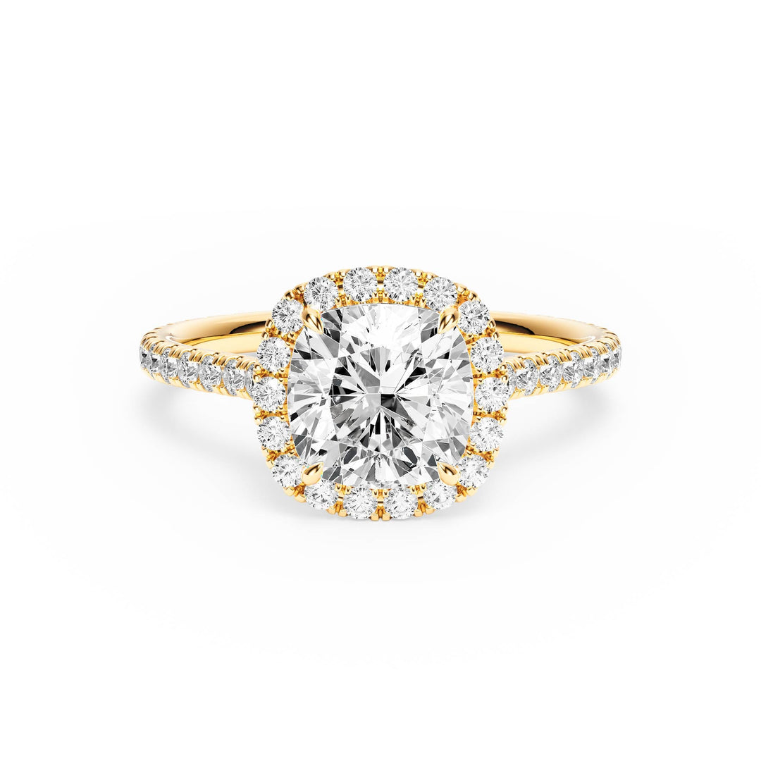 Cathedral Halo Cushion Pavé Diamond Engagement Ring - R1269 in Ring by 18 KARATS INC.