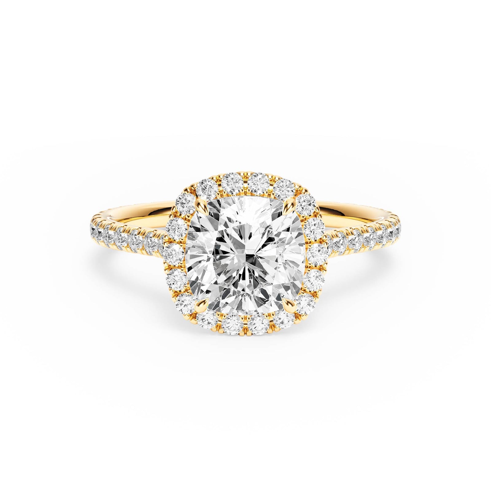 Cathedral Halo Cushion Pavé Diamond Engagement Ring - R1269 in Ring by 18 KARATS INC.