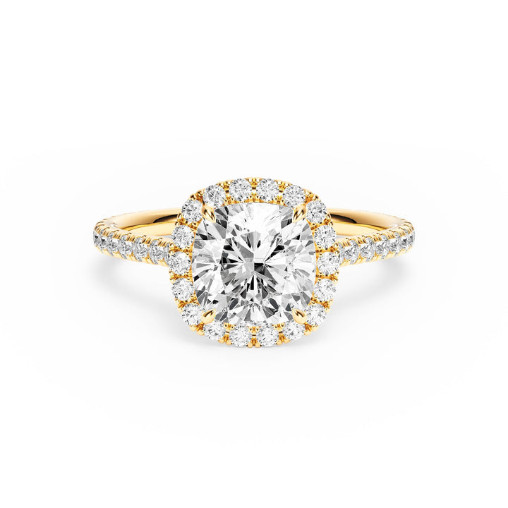 Cathedral Halo Cushion Pavé Diamond Engagement Ring - R1269 in Ring by 18 KARATS INC.