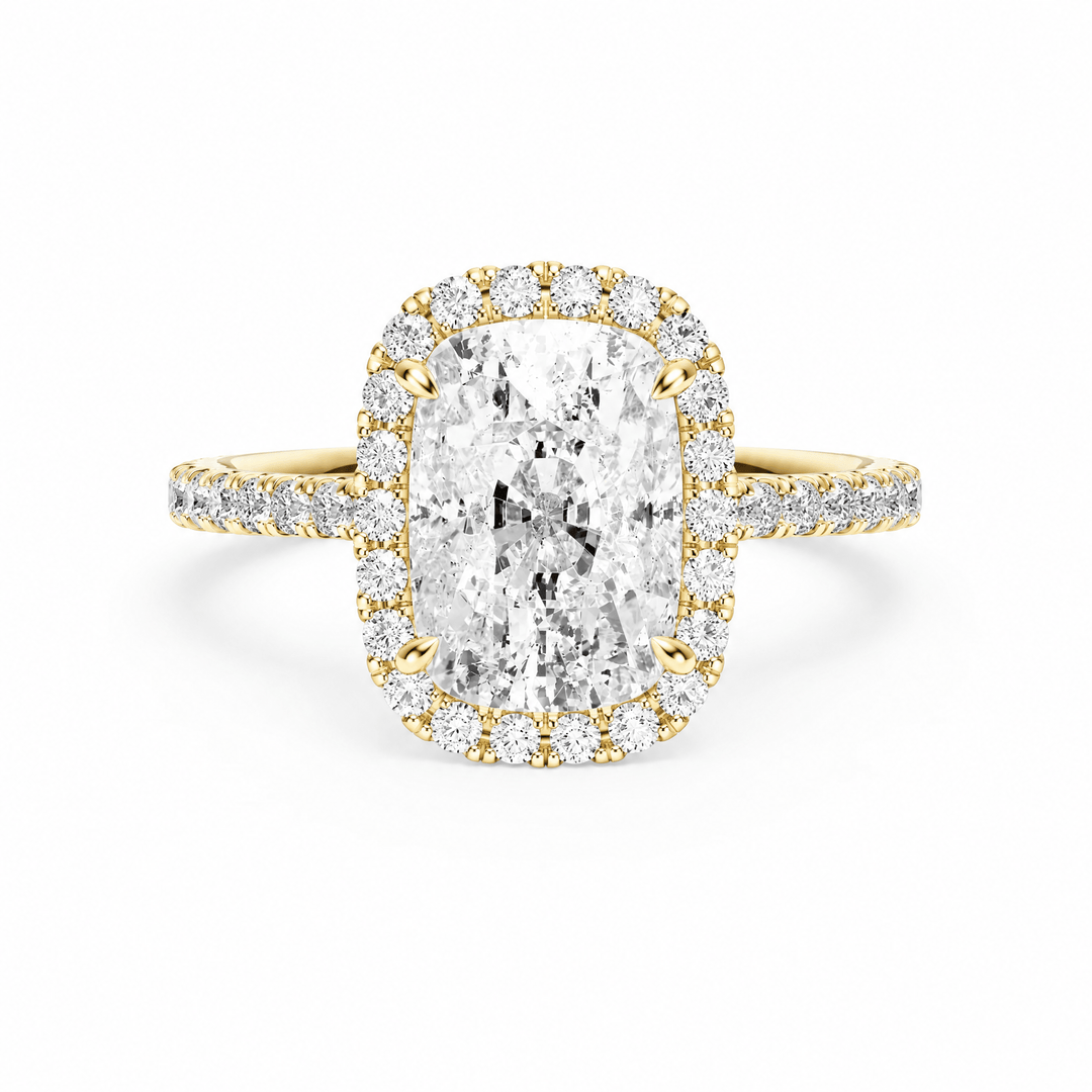 Cathedral Halo Elongated Cushion Diamond Engagement Ring in Ring by 18 KARATS INC.