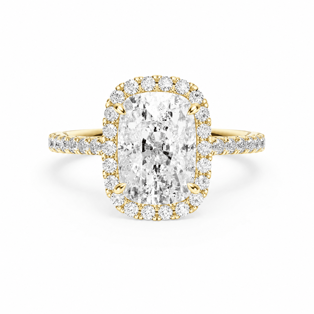 Cathedral Halo Elongated Cushion Diamond Engagement Ring in Ring by 18 KARATS INC.