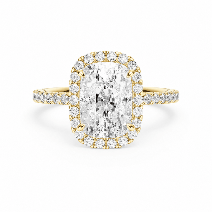 Cathedral Halo Elongated Cushion Diamond Engagement Ring in Ring by 18 KARATS INC.