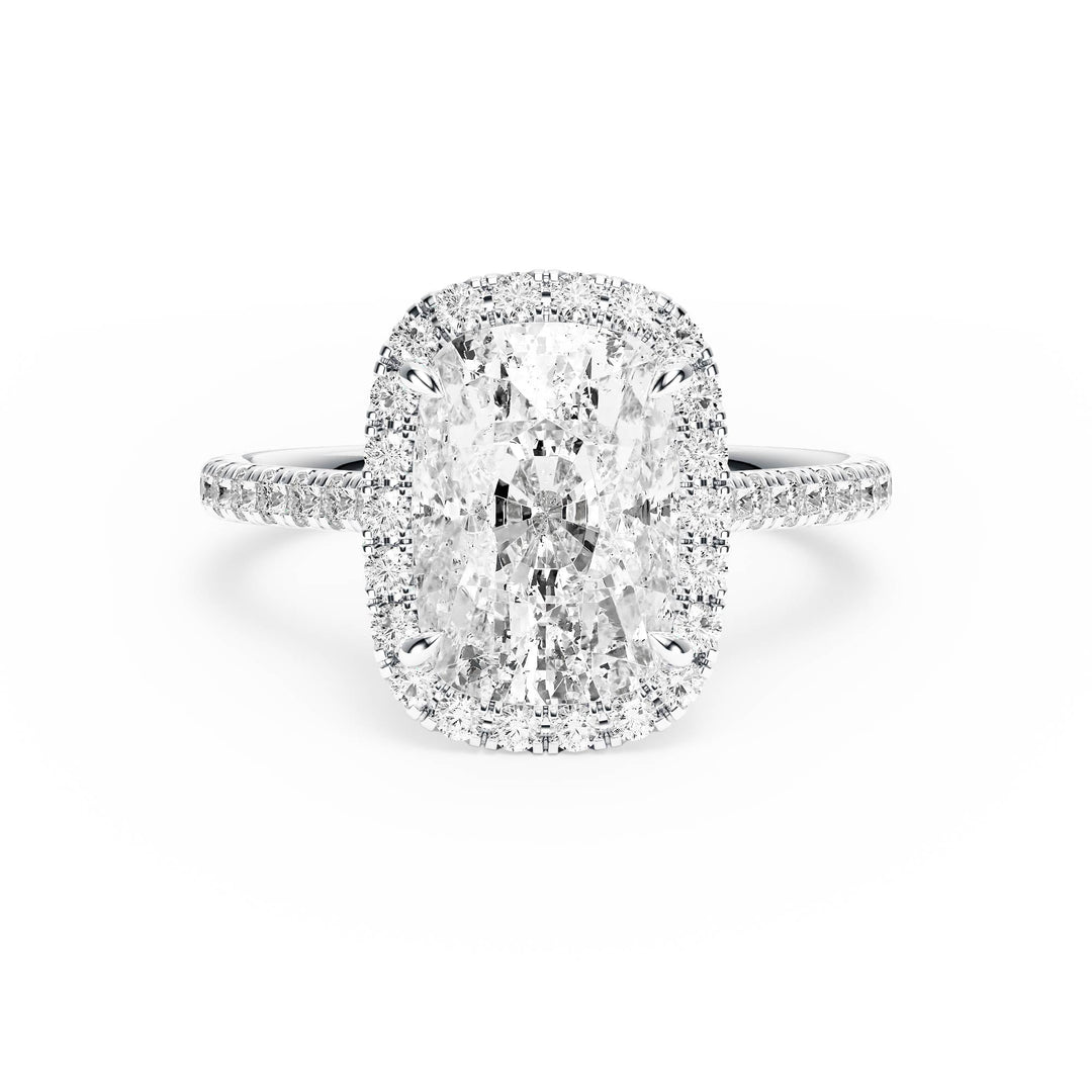 Cathedral Halo Elongated Cushion Pavé Diamond Engagement Ring - R1269 in Ring by 18 KARATS INC.