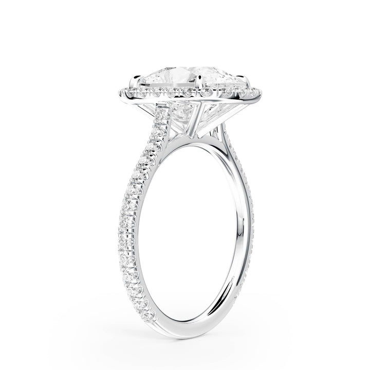 Cathedral Halo Elongated Cushion Pavé Diamond Engagement Ring - R1269 in Ring by 18 KARATS INC.