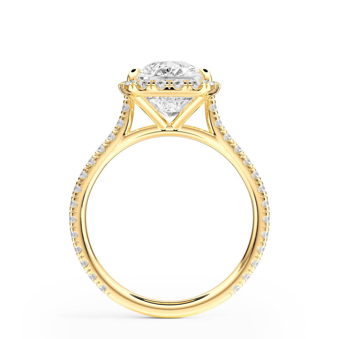 Cathedral Halo Elongated Cushion Pavé Diamond Engagement Ring - R1269 in Ring by 18 KARATS INC.