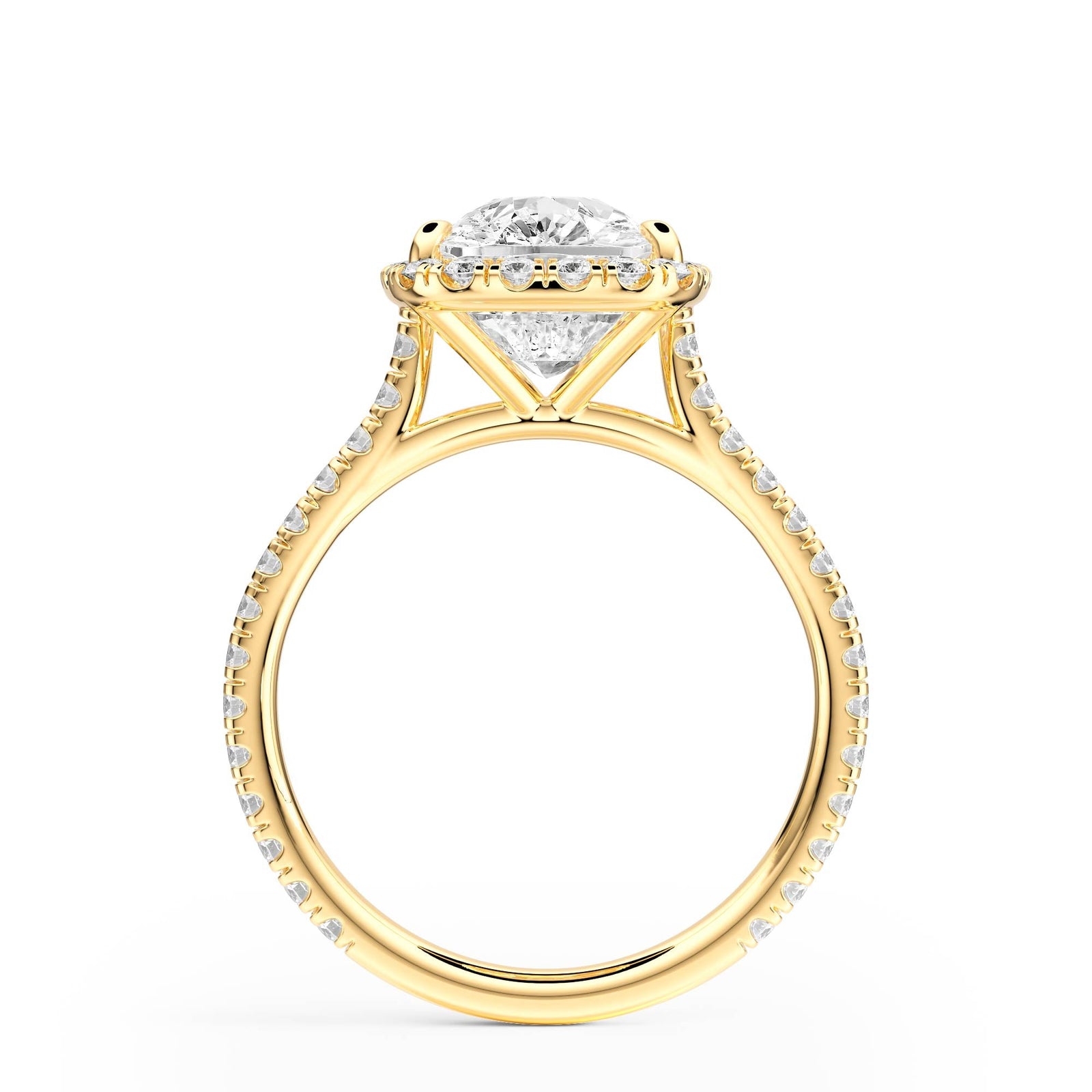 Cathedral Halo Elongated Cushion Pavé Diamond Engagement Ring - R1269 in Ring by 18 KARATS INC.