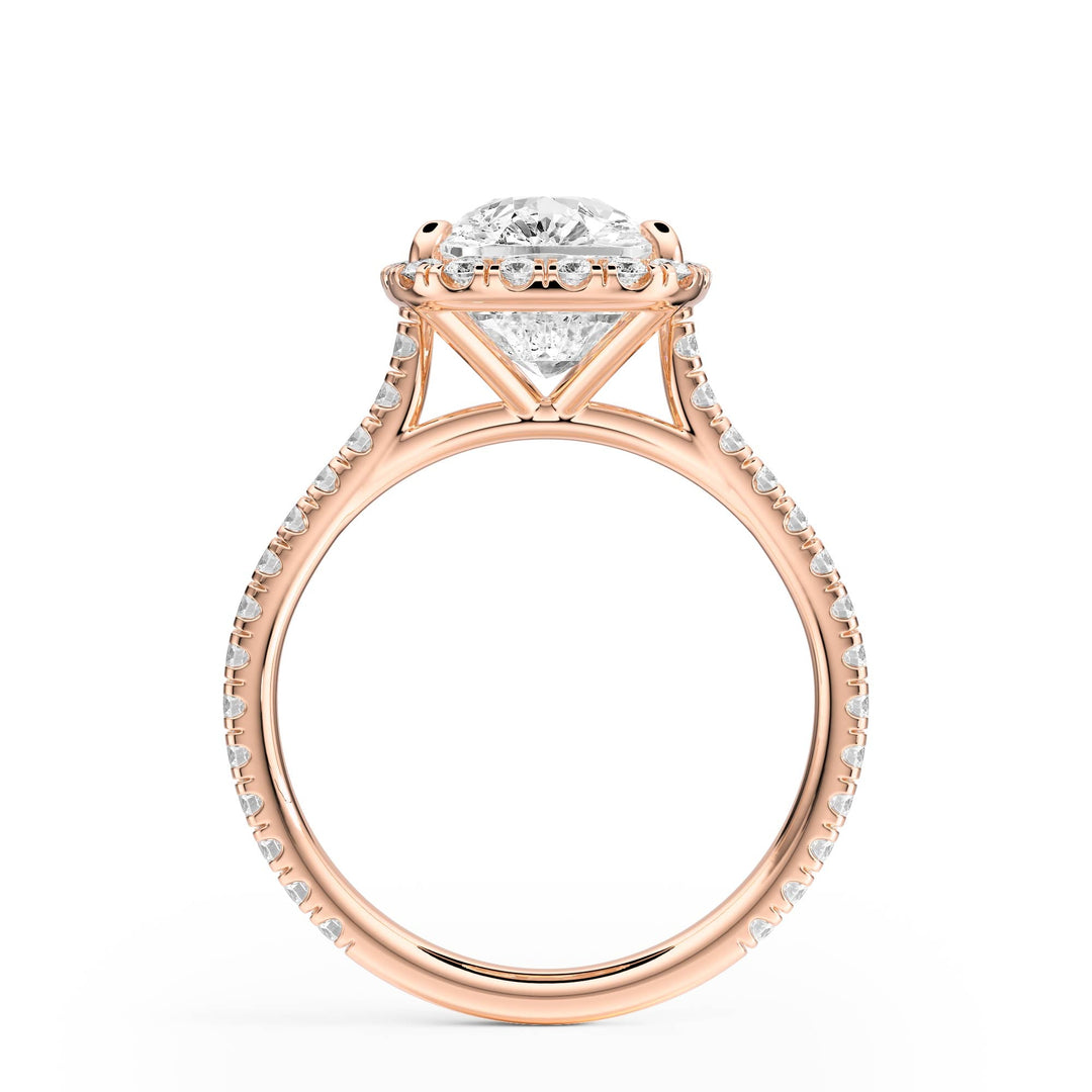 Cathedral Halo Elongated Cushion Pavé Diamond Engagement Ring - R1269 in Ring by 18 KARATS INC.