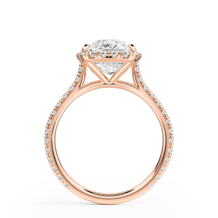 Cathedral Halo Elongated Cushion Pavé Diamond Engagement Ring - R1269 in Ring by 18 KARATS INC.