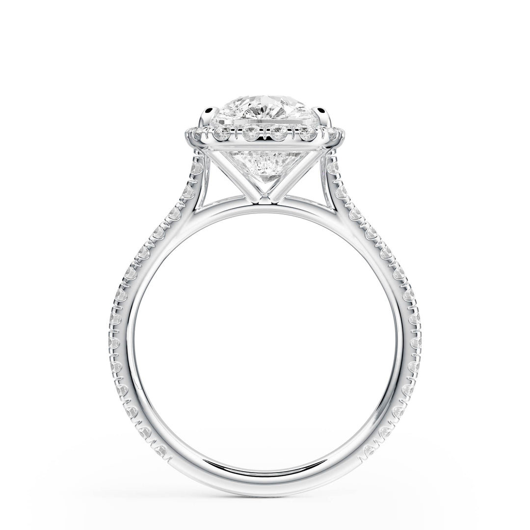 Cathedral Halo Elongated Cushion Pavé Diamond Engagement Ring - R1269 in Ring by 18 KARATS INC.