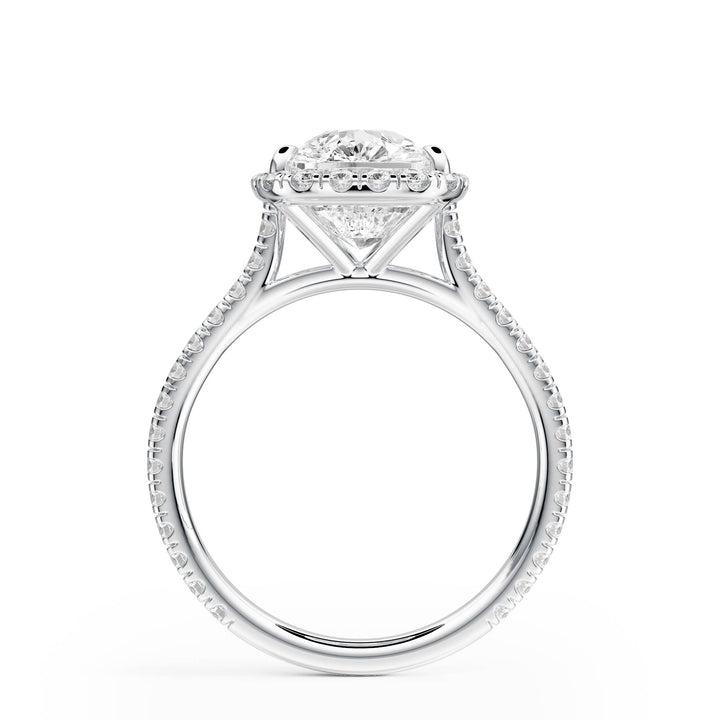 Cathedral Halo Elongated Cushion Pavé Diamond Engagement Ring - R1269 in Ring by 18 KARATS INC.