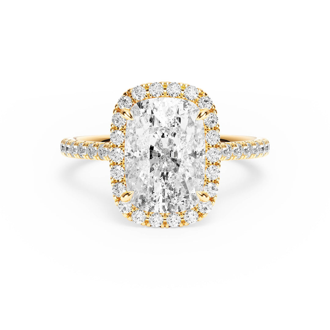 Cathedral Halo Elongated Cushion Pavé Diamond Engagement Ring - R1269 in Ring by 18 KARATS INC.