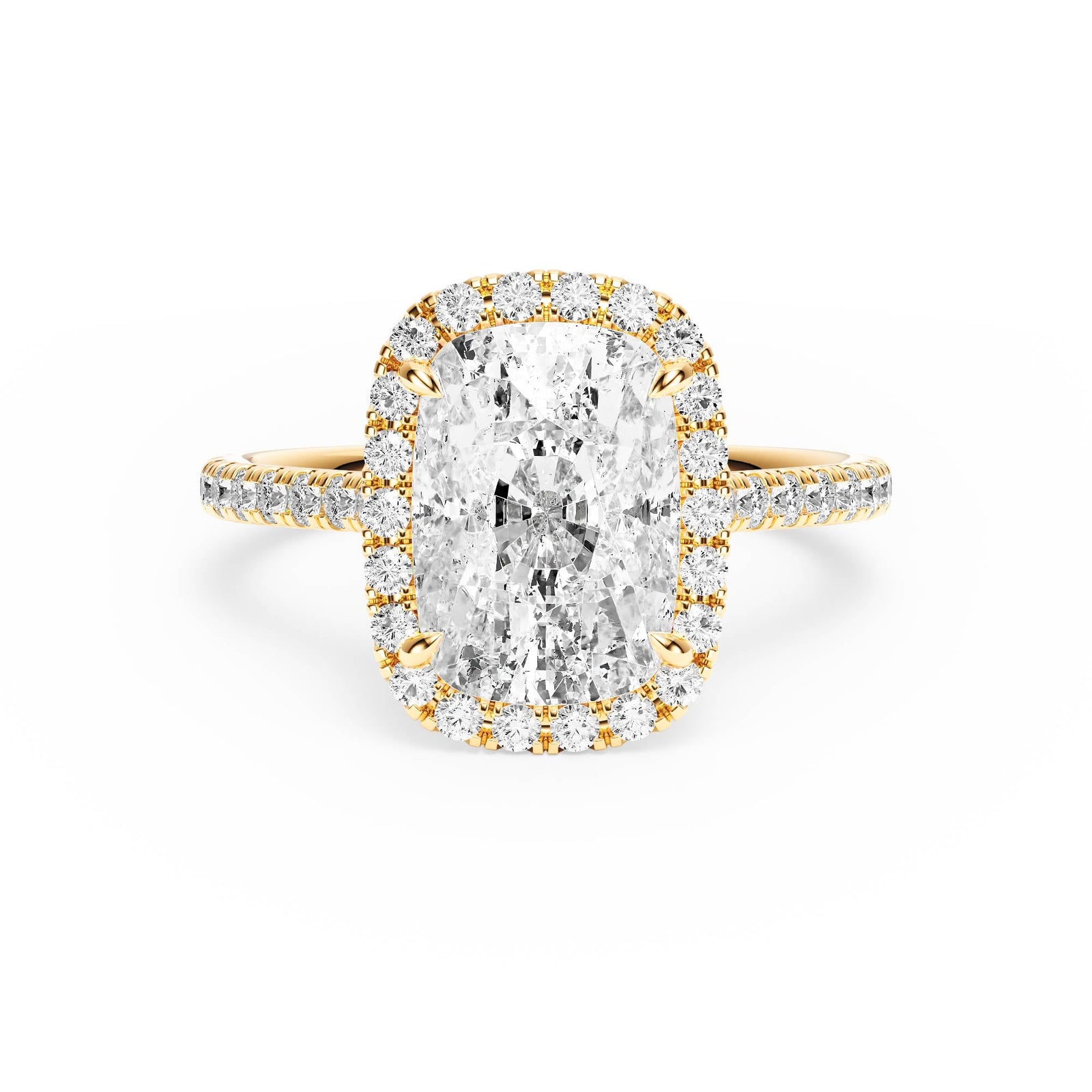 Cathedral Halo Elongated Cushion Pavé Diamond Engagement Ring - R1269 in Ring by 18 KARATS INC.