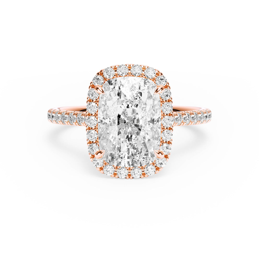 Cathedral Halo Elongated Cushion Pavé Diamond Engagement Ring - R1269 in Ring by 18 KARATS INC.