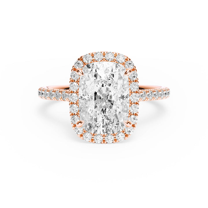 Cathedral Halo Elongated Cushion Pavé Diamond Engagement Ring - R1269 in Ring by 18 KARATS INC.
