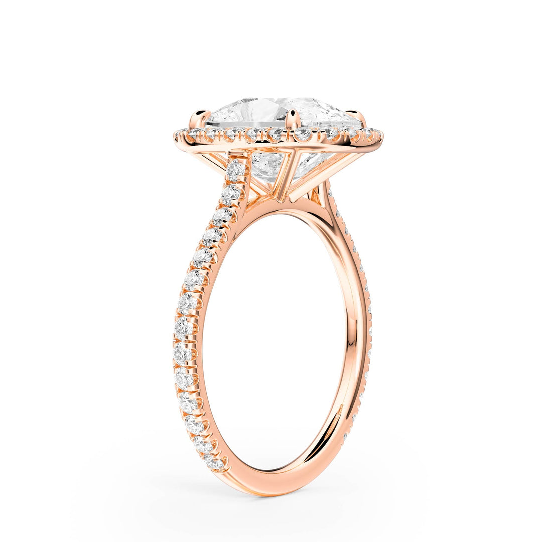 Cathedral Halo Elongated Cushion Pavé Diamond Engagement Ring - R1269 in Ring by 18 KARATS INC.