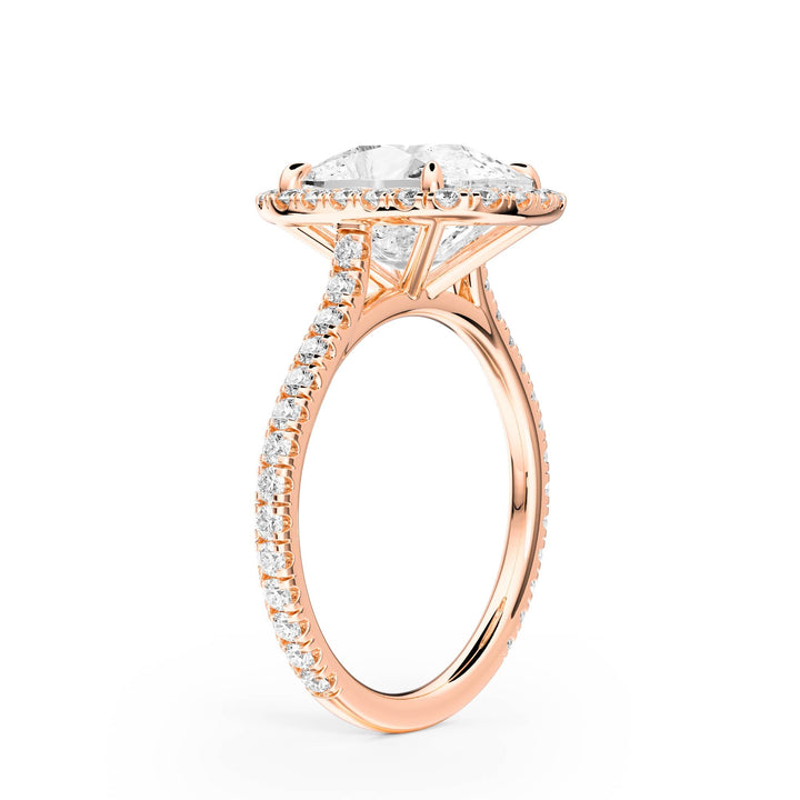 Cathedral Halo Elongated Cushion Pavé Diamond Engagement Ring - R1269 in Ring by 18 KARATS INC.