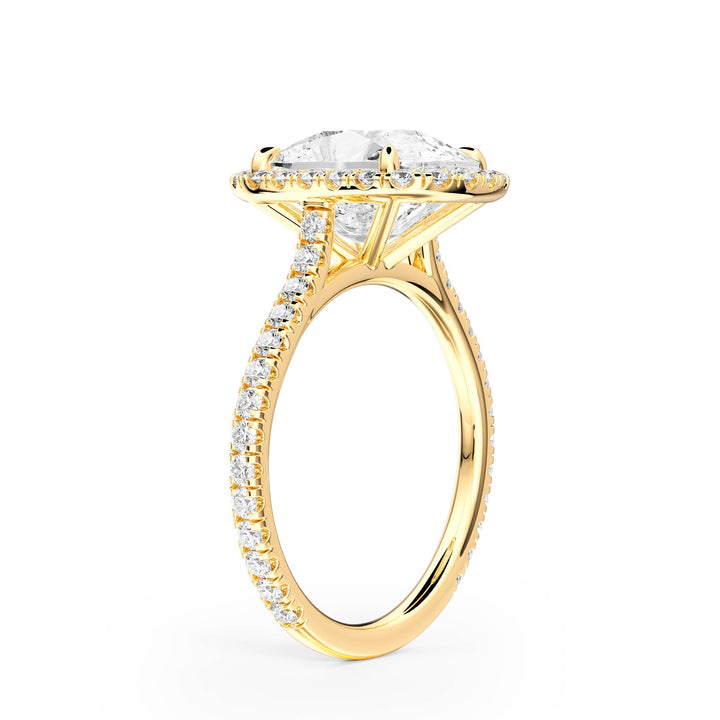 Cathedral Halo Elongated Cushion Pavé Diamond Engagement Ring - R1269 in Ring by 18 KARATS INC.