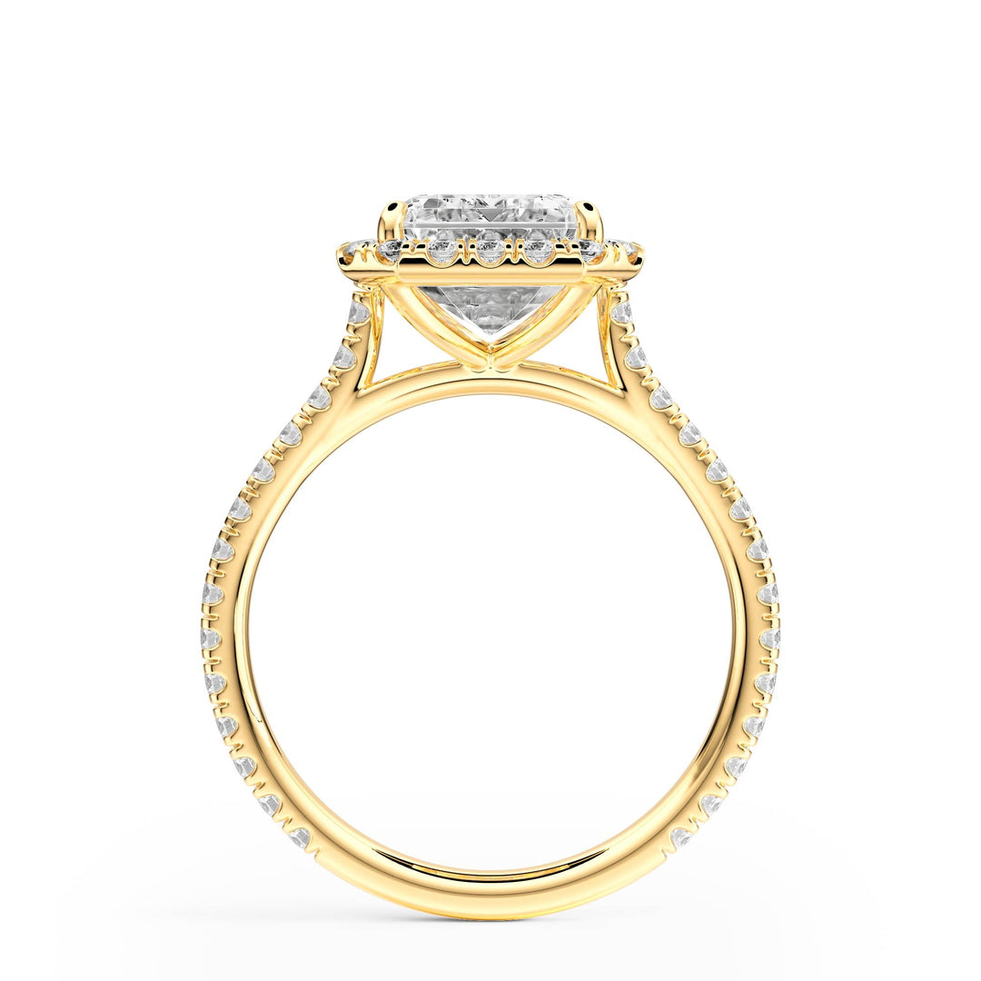 Cathedral Halo Emerald Pavé Diamond Engagement Ring - R1269 in Ring by 18 KARATS INC.