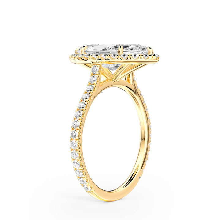 Cathedral Halo Marquise Pavé Diamond Engagement Ring - R1269 in Ring by 18 KARATS INC.