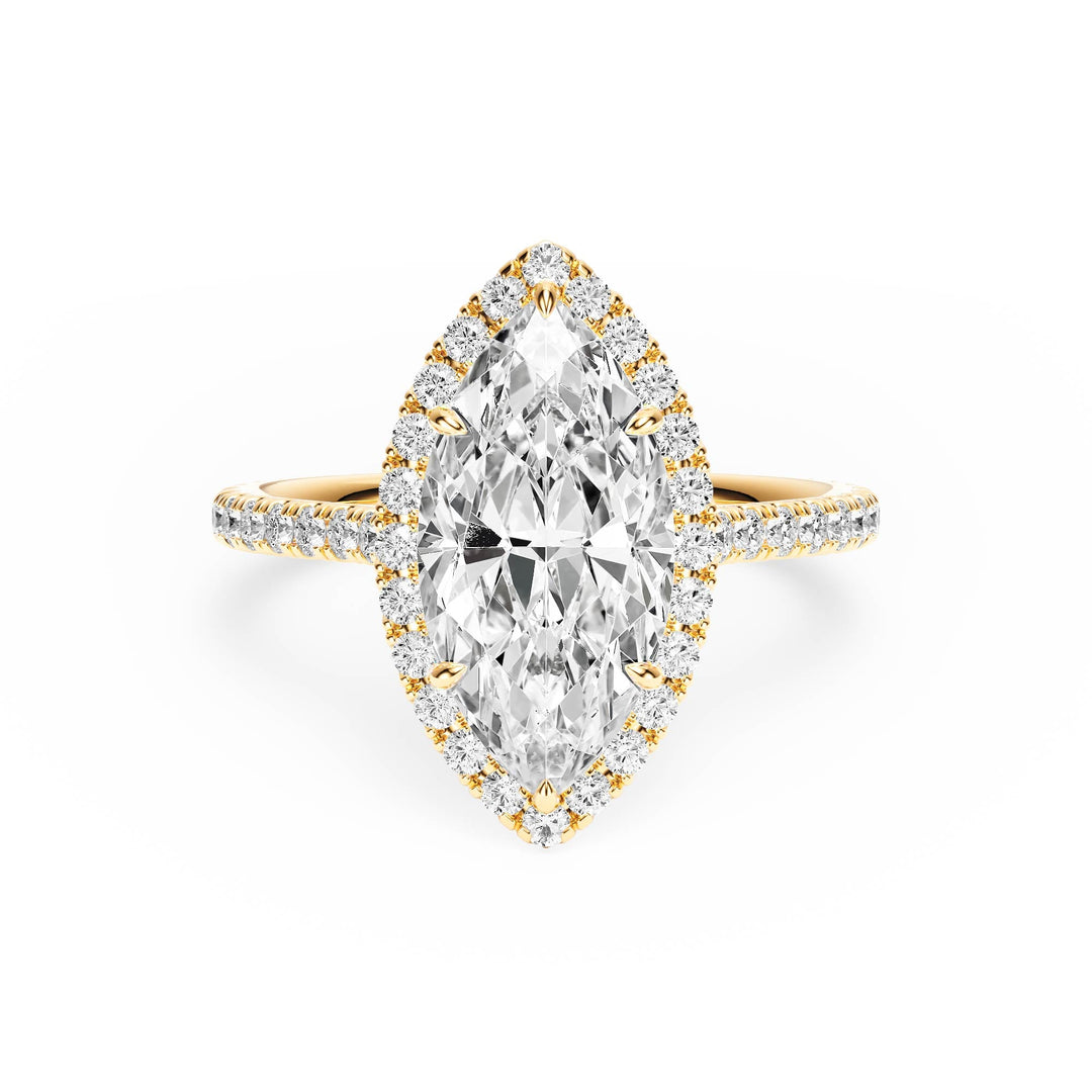 Cathedral Halo Marquise Pavé Diamond Engagement Ring - R1269 in Ring by 18 KARATS INC.