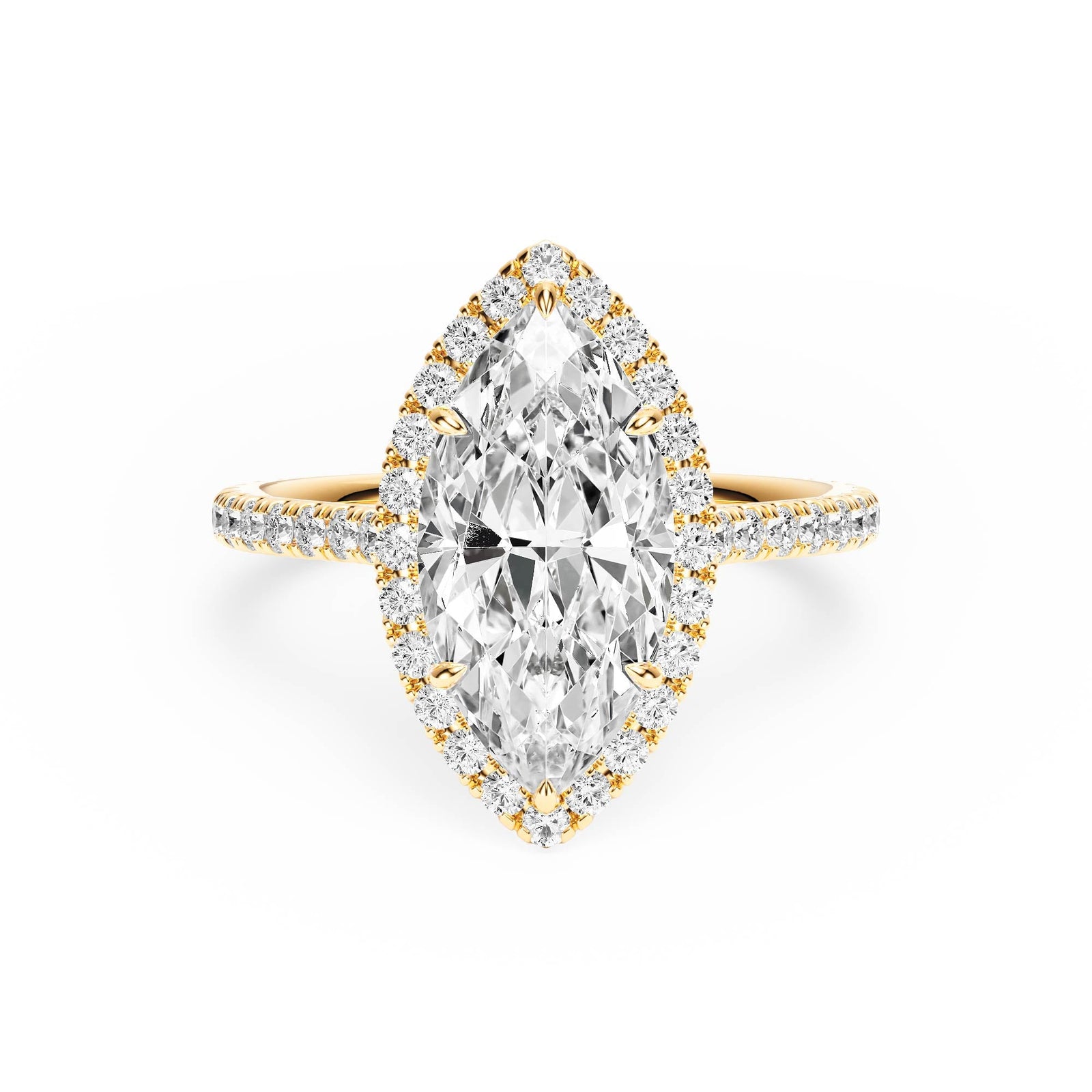 Cathedral Halo Marquise Pavé Diamond Engagement Ring - R1269 in Ring by 18 KARATS INC.