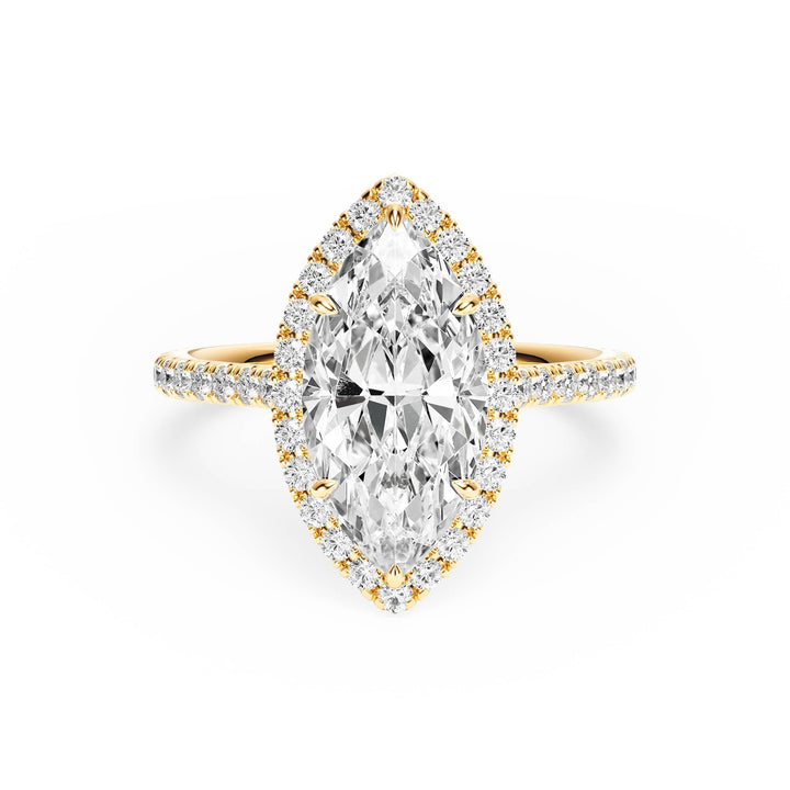 Cathedral Halo Marquise Pavé Diamond Engagement Ring - R1269 in Ring by 18 KARATS INC.